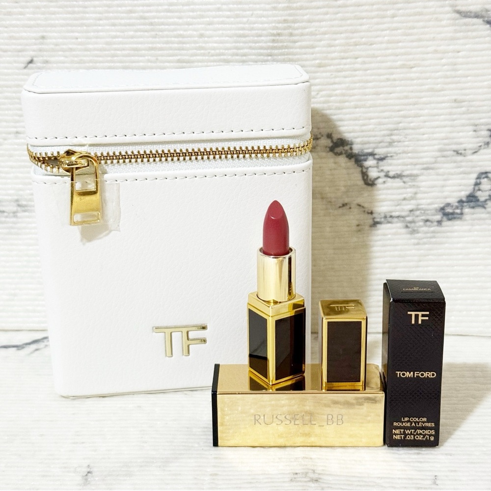 Tom Ford Mini Lipstick in Casablanca & White Slim Vanity Case / Belt Pouch